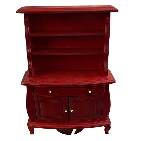 1/2 “ scale Red Wooden hutch for dollhouse. Working drawers and cabinet. - Picture 1 of 3